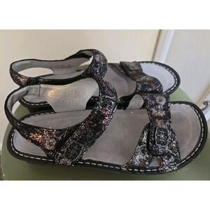 Alegria Sandals Womens 39 Vienna Slingback Wedge Heels VIE280 Black Leather